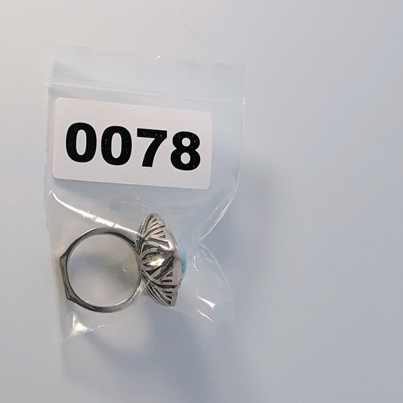 Marahlago Larimar Rhodium Plated Silver Ring Cushion-Cut Stone & Topaz - Picture 13 of 13